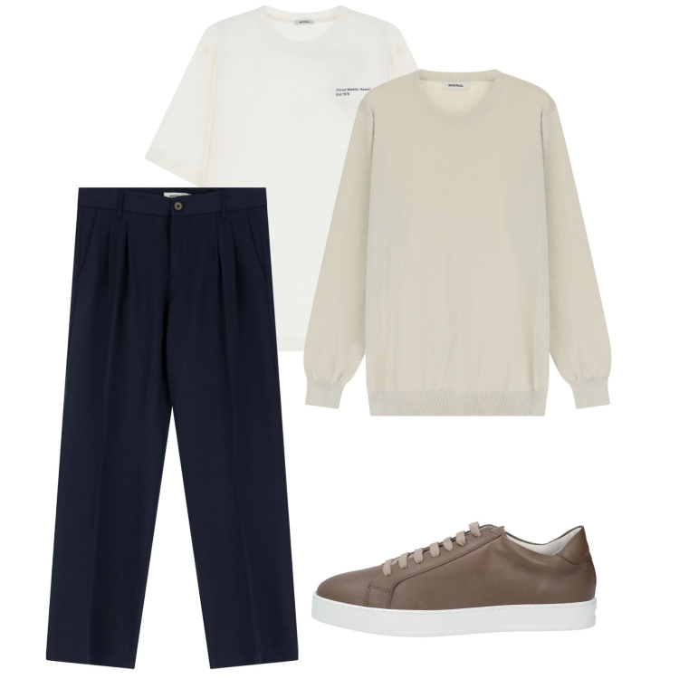 Outfit uomo - Over aprile. Stile Trendy per Tutti i giorni. Abbinamento con sneakers, pantaloni, maglieria, t-shirt.