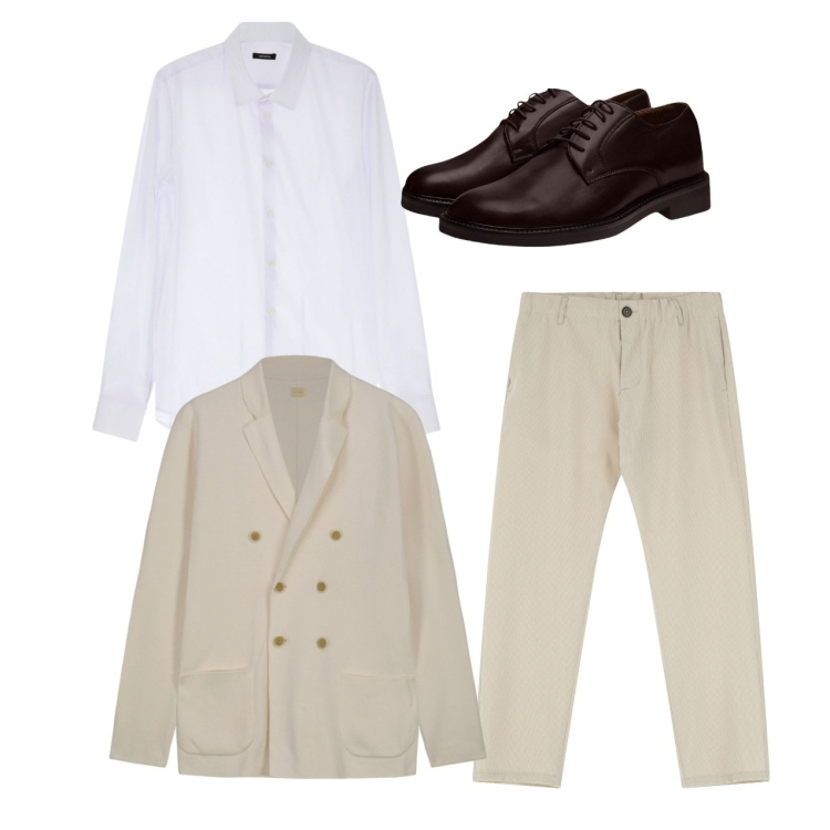 Outfit uomo - Elegante. Stile Casual per Tutti i giorni. Abbinamento con pantaloni, camicie, scarpe stringate, cardigans.