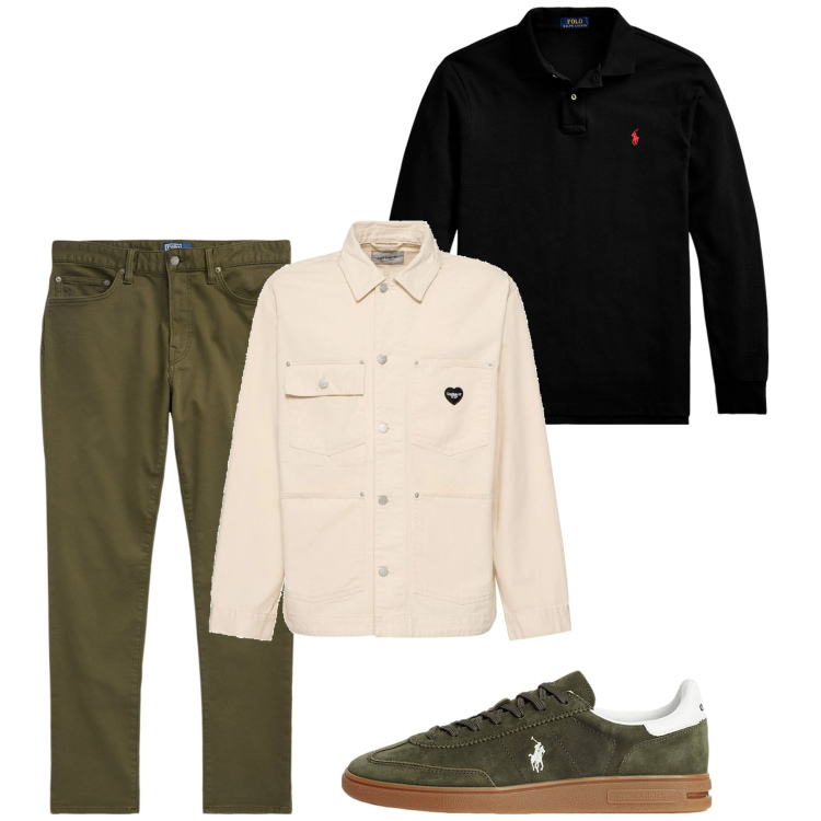 Outfit uomo - Aprile. Stile Casual per Tutti i giorni. Abbinamento con polo, sneakers, pantaloni chino, giacche.