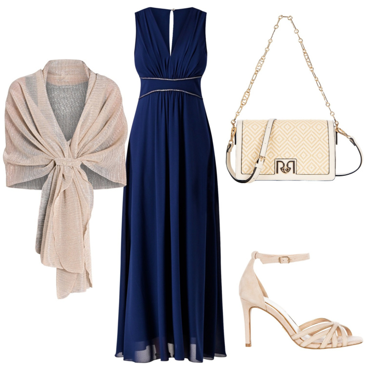 Outfit donna - Wedding celebration. Stile Chic per Cerimonia. Abbinamento con stole, sandali col tacco, vestiti lunghi, borse a tracolla.