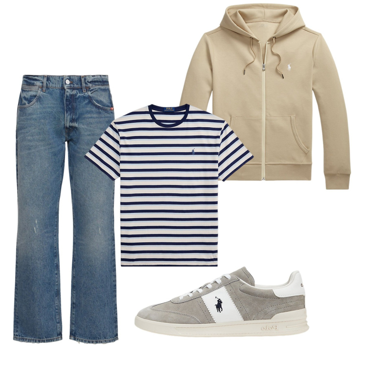 Outfit uomo - Total look. Stile Casual per Tutti i giorni. Abbinamento con felpe, sneakers, t-shirt, jeans.