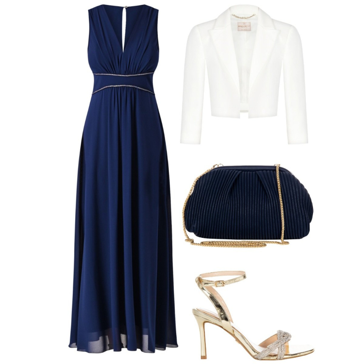 Outfit donna - Rinascimento - Collezione cerimonie. Stile Chic per Cerimonia. Abbinamento con bolero, pochette, vestiti lunghi, sandali col tacco.