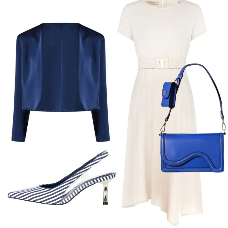 Outfit donna - Il battesimo dei nipotini. Stile Glamour per Cerimonia. Abbinamento con vestiti, bolero, décolleté, pochette.