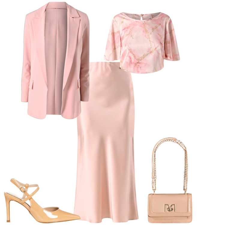 Outfit donna - Total look #2103233. Stile Bon Ton per Cerimonia. Abbinamento con gonne, décolleté, bluse, borse a tracolla, blazer.