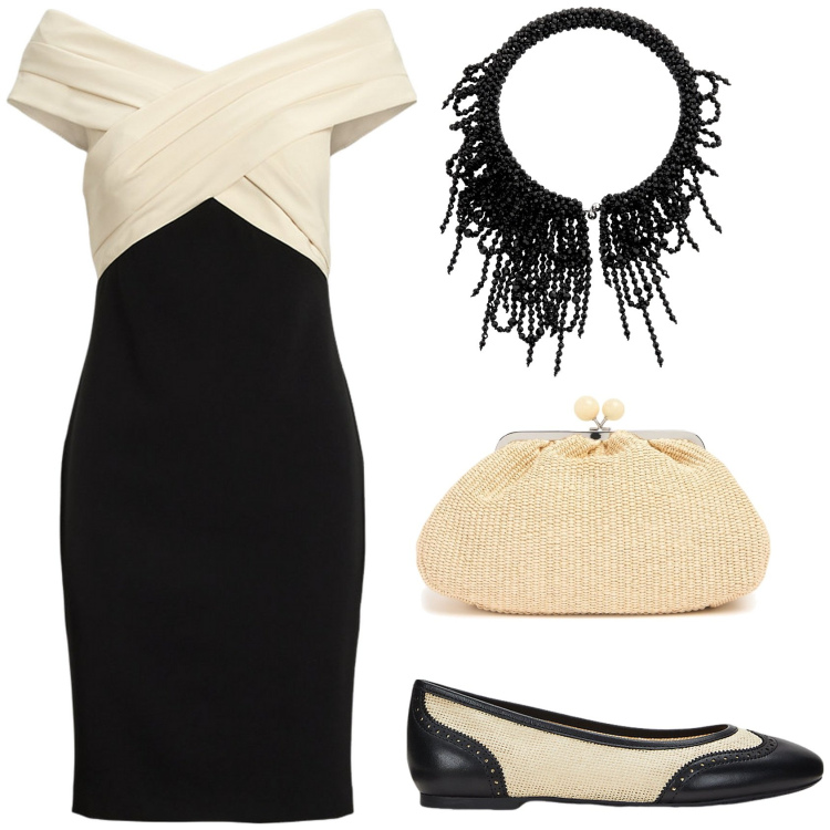 Outfit donna - Chanel Inspired. Stile Vintage retrò per Cerimonia. Abbinamento con vestiti a tubino, ballerine, pochette, collane.