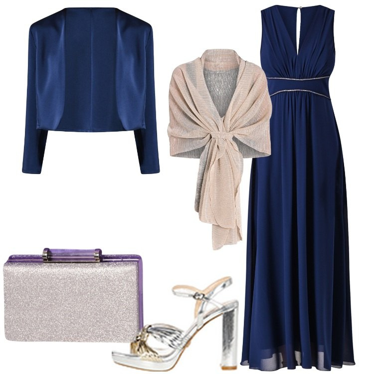 Outfit donna - Rinascimento - Collezione cerimonie. Stile Chic per Serata fuori. Abbinamento con stole, vestiti lunghi, bolero, sandali in pelle, pochette.