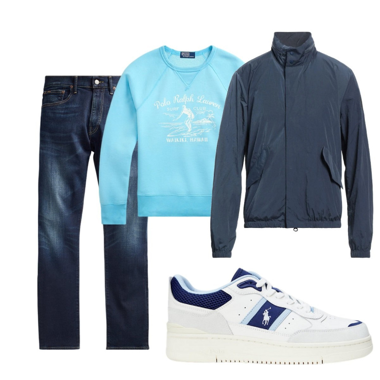 Outfit uomo - Total look #2103369. Stile Casual per Tutti i giorni. Abbinamento con giacche, jeans, sneakers, felpe.