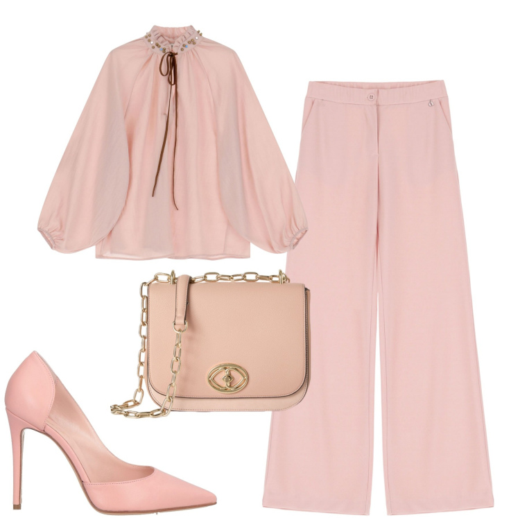 Outfit donna - City. Stile Urban per Tutti i giorni. Abbinamento con décolleté, pantaloni, bluse, borse a tracolla.
