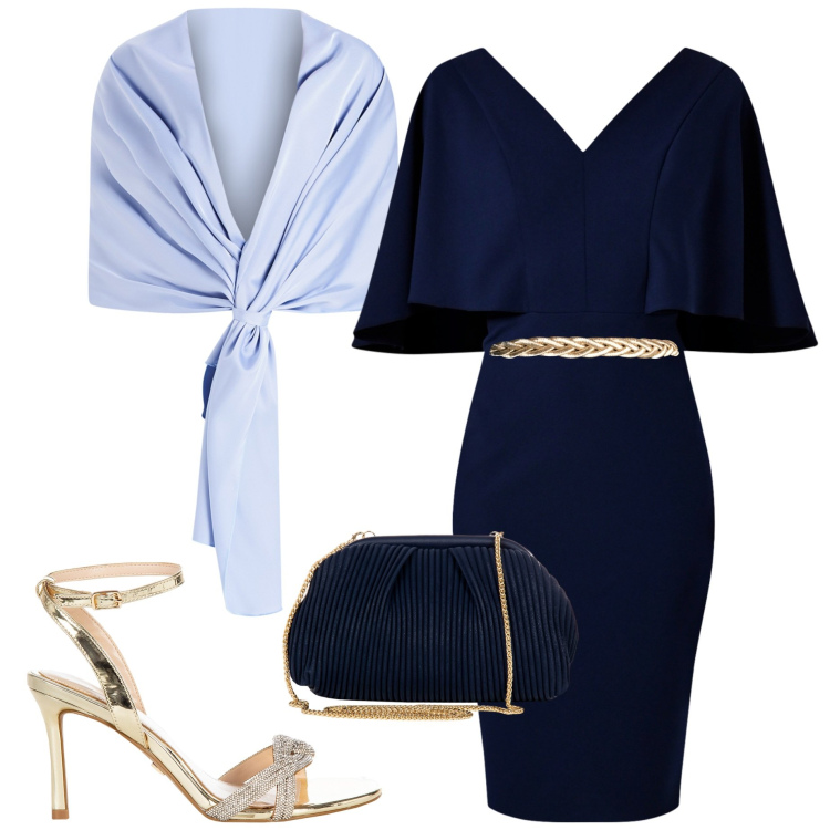 Outfit donna - Rinascimento collezione cerimonia. Stile Chic per Cerimonia. Abbinamento con vestiti a tubino, pochette, cinture, stole, sandali col tacco.