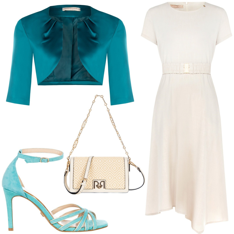 Outfit donna - Cerimonia by Rinascimento. Stile Glamour per Cerimonia. Abbinamento con vestiti midi/longuette, bolero, sandali col tacco, borse a tracolla.