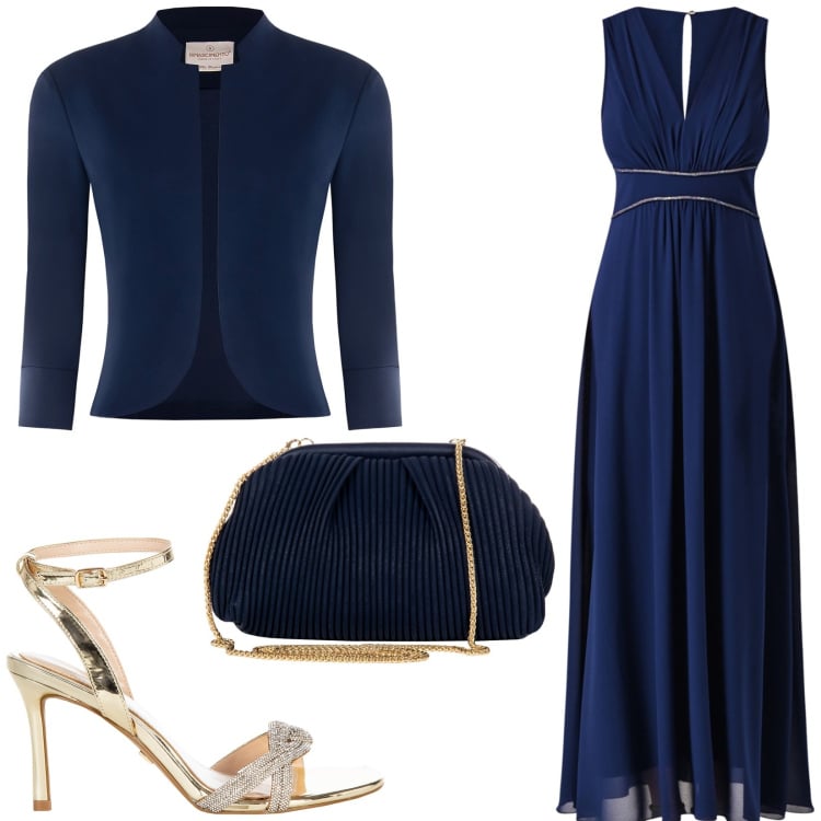 Outfit donna - Cerimonia by Rinascimento. Stile Glamour per Cerimonia. Abbinamento con pochette, vestiti lunghi, bolero, sandali col tacco.