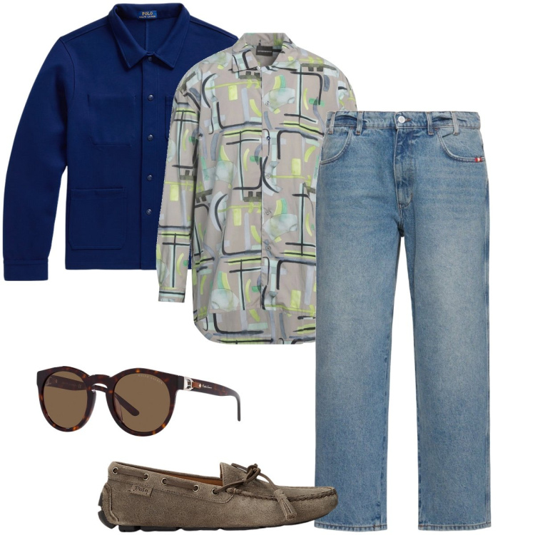 Outfit uomo - La camicia over size. Stile Trendy per Tutti i giorni. Abbinamento con camicie, scarpe stringate, occhiali da sole, giacche, jeans.