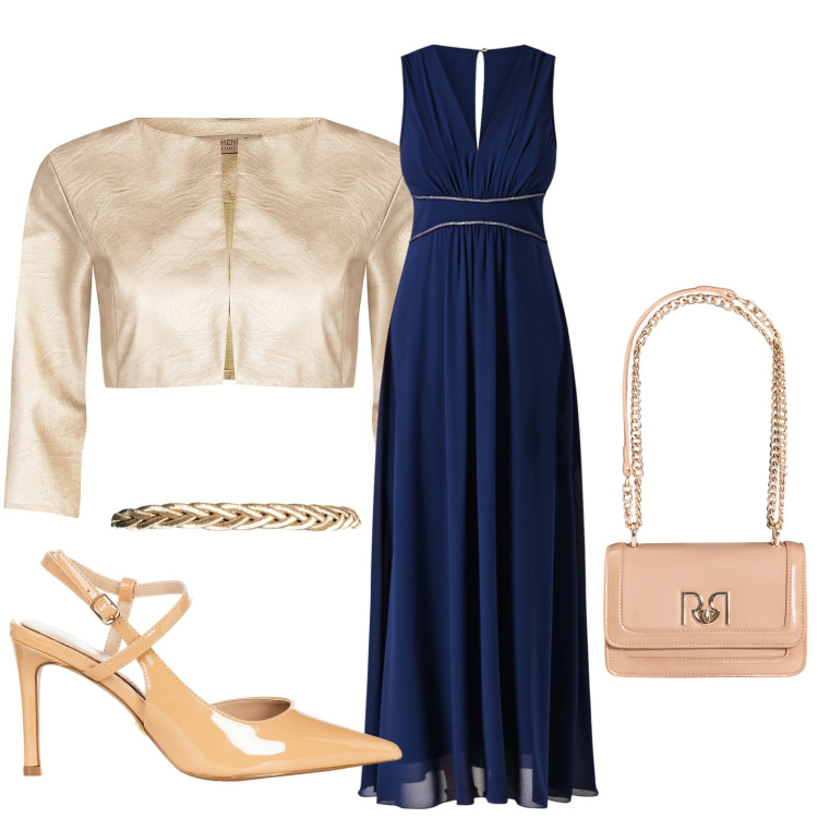 Outfit donna - Rinascimento - Collezione cerimonie. Stile Chic per Cerimonia. Abbinamento con bolero, décolleté, borse a tracolla, vestiti lunghi, cinture.