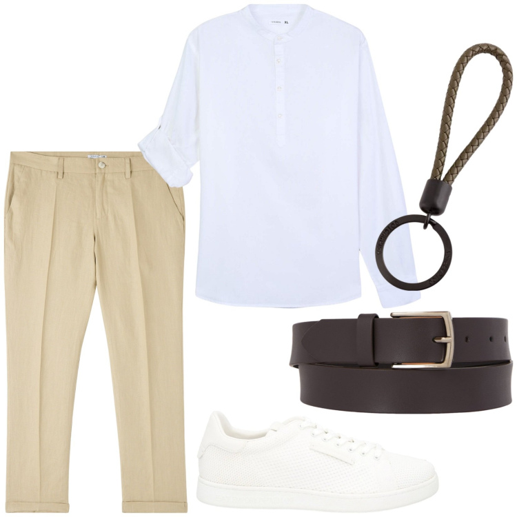 Outfit uomo - Total look #2103564. Stile Casual per Tutti i giorni. Abbinamento con sneakers, camicie, pantaloni chino, cinture, portachiavi.