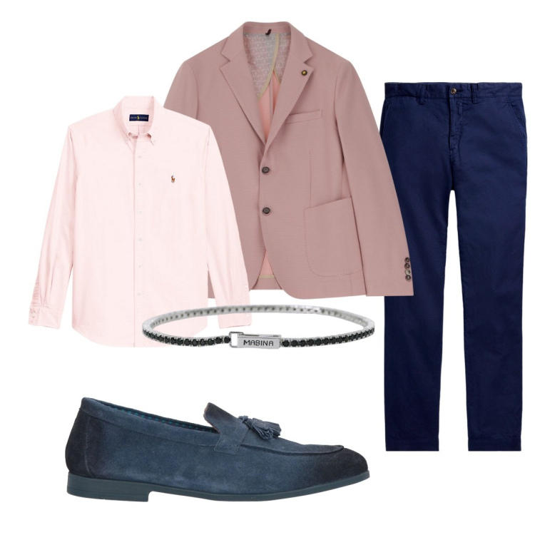 Outfit uomo - Total look #2103634. Stile Business/Elegante per Tutti i giorni. Abbinamento con scarpe stringate, braccialetti, giacche, camicie, pantaloni.