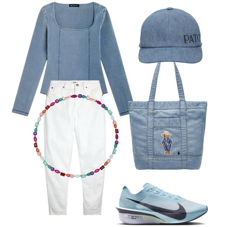 Outfit donna - Nonsolojeans. Stile Trendy per Tutti i giorni. Abbinamento con collane, body, jeans, borse tote, sneakers, cappelli.