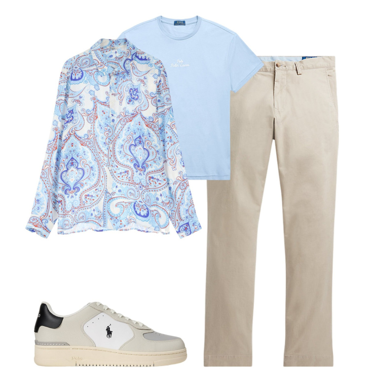 Outfit uomo - Leggerezza. Stile Casual per Tutti i giorni. Abbinamento con camicie, pantaloni, t-shirt, sneakers.