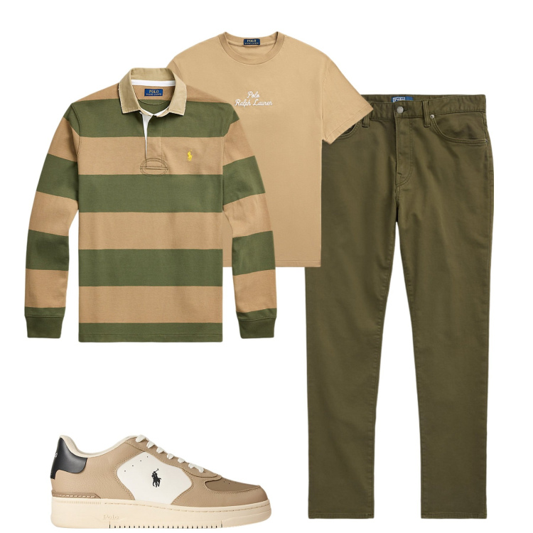 Outfit uomo - City. Stile Casual per Tutti i giorni. Abbinamento con t-shirt, pantaloni chino, maglieria, sneakers.