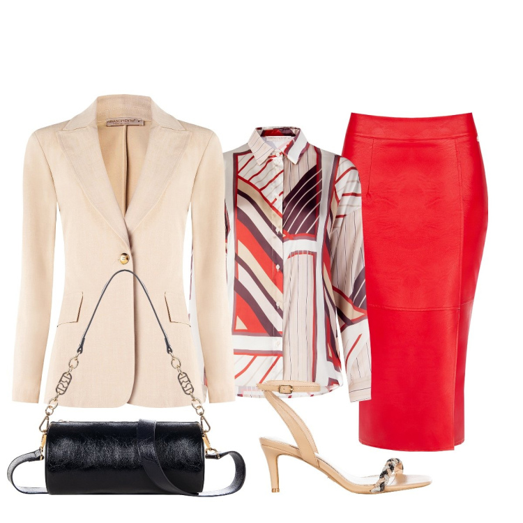 Outfit donna - Domenica pomeriggio: cerimonia informale. Stile Chic per Cerimonia. Abbinamento con blazer, gonne longuette, camicie, sandali in pelle, borse a mano.