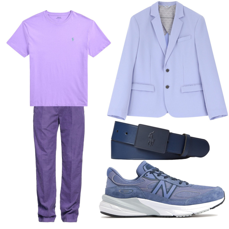 Outfit uomo - I love purple. Stile Urban per Tutti i giorni. Abbinamento con pantaloni, giacche, t-shirt, cinture, sneakers.