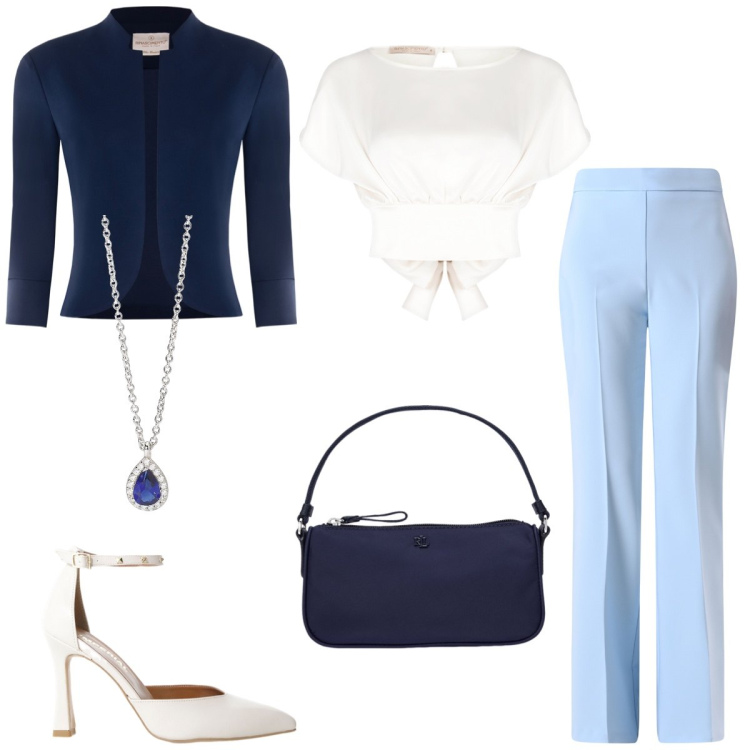 Outfit donna - BASIC chic. Stile Basic per Tutti i giorni. Abbinamento con décolleté, collane, pantaloni, bolero, bluse, pochette.