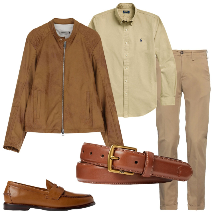 Outfit uomo - Accessori in pelle. Stile Casual per Tutti i giorni. Abbinamento con pantaloni chino, giacche, cinture, scarpe stringate, camicie.