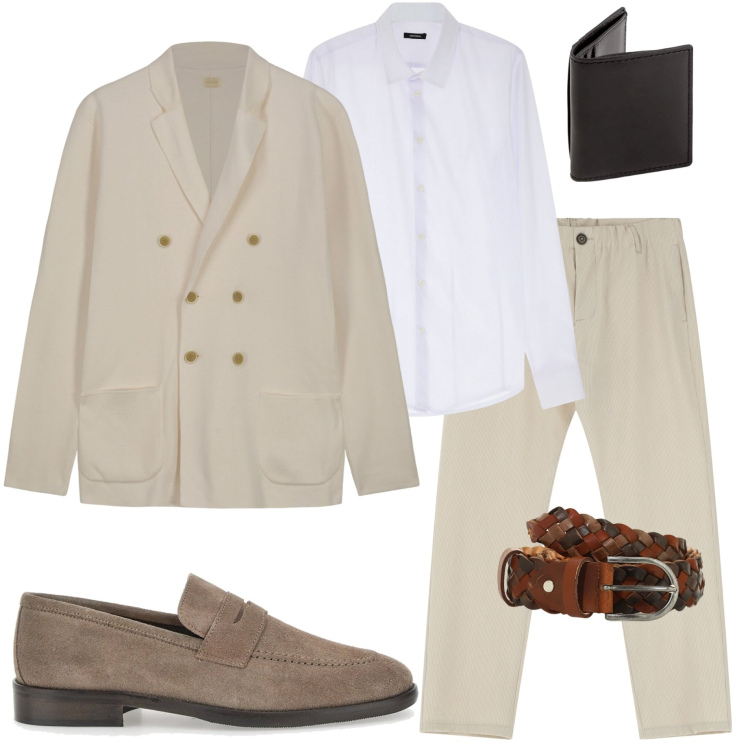 Outfit uomo - Accessori in pelle. Stile Urban per Ufficio. Abbinamento con pantaloni, camicie, cinture, scarpe stringate, portafogli, cardigans.
