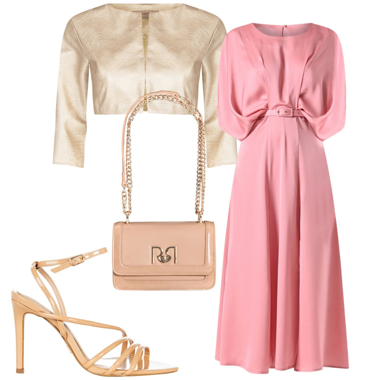 Outfit donna - Rinascimento collezione cerimonia. Stile Chic per Cerimonia. Abbinamento con bolero, vestiti lunghi, borse a tracolla, sandali col tacco.