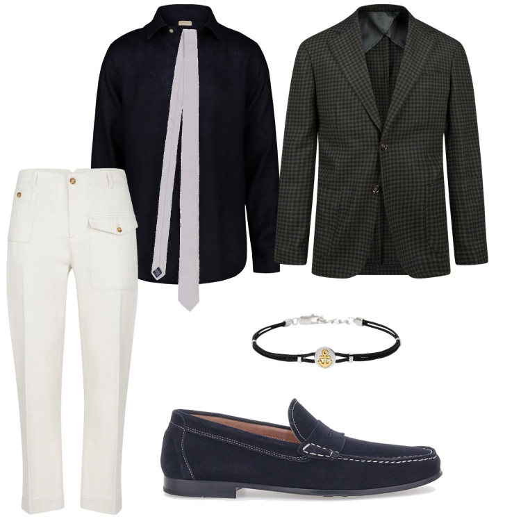 Outfit uomo - Cerimonia al mare. per Cerimonia. Abbinamento con braccialetti, giacche, scarpe stringate, pantaloni, camicie, cravatte.
