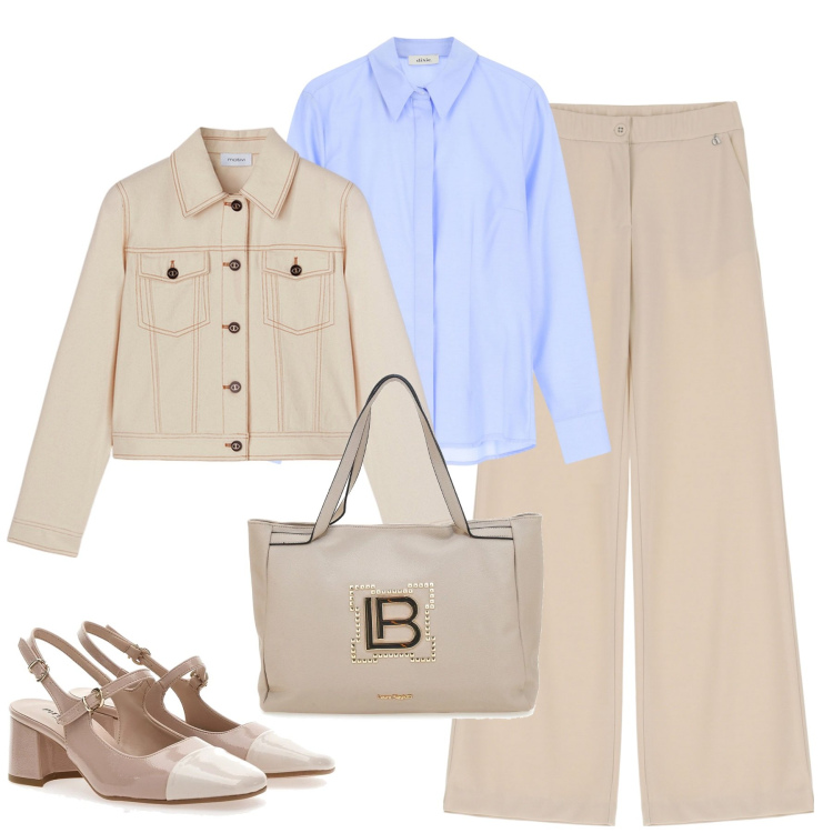 Outfit donna - Total look #2104551. Stile Urban per Tutti i giorni. Abbinamento con camicie, pantaloni, décolleté, borse a spalla, blazer.