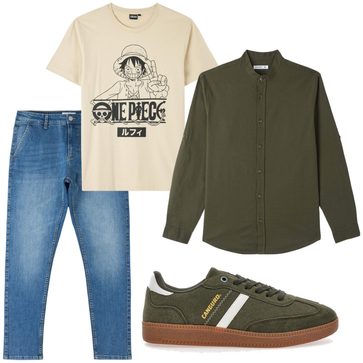 Outfit uomo - Camicia over. Stile Casual per Tutti i giorni. Abbinamento con camicie, jeans skinny, t-shirt, sneakers.