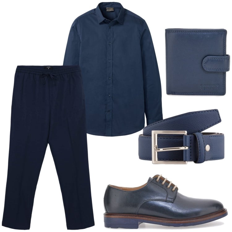 Outfit uomo - Total look #2104763. Stile Business/Elegante per Serata speciale. Abbinamento con camicie, pantaloni, portafogli, scarpe stringate, cinture.