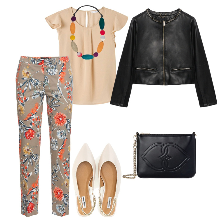 Outfit donna - La bella stagione. per Tutti i giorni. Abbinamento con pantaloni, bluse, ballerine, blazer, collane, pochette.