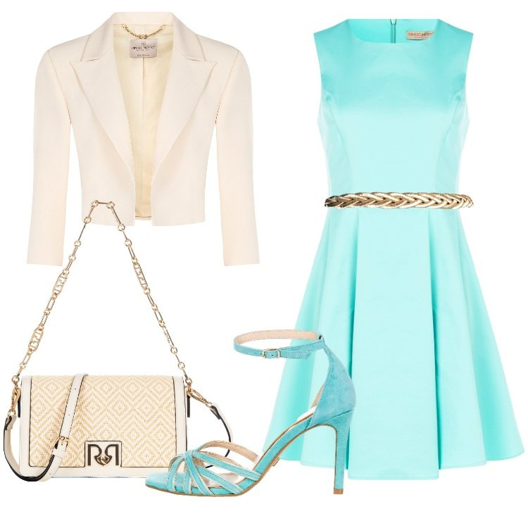 Outfit donna - Rinascimento - Collezione cerimonie. Stile Chic per Cerimonia. Abbinamento con vestiti corti, sandali col tacco, bolero, borse a tracolla, cinture.