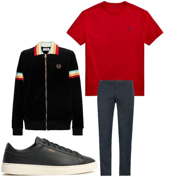 Outfit uomo - Arcobaleno. Stile Casual per Tutti i giorni. Abbinamento con pantaloni chino, t-shirt, sneakers, giacche.