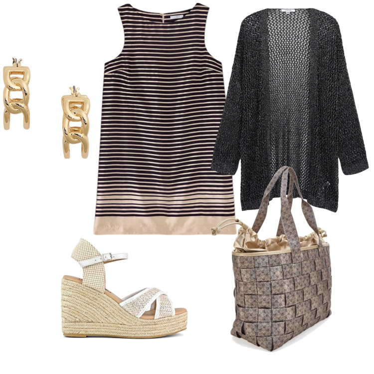 Outfit donna - Pensando alle vacanze. per Mare. Abbinamento con kimono, orecchini, zeppe, vestiti a tubino, borse a spalla.