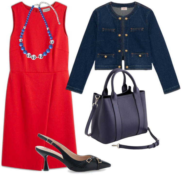 Outfit donna - Sentirsi bene cosi. per Tutti i giorni. Abbinamento con vestiti a tubino, collane, décolleté, blazer, borse a mano.