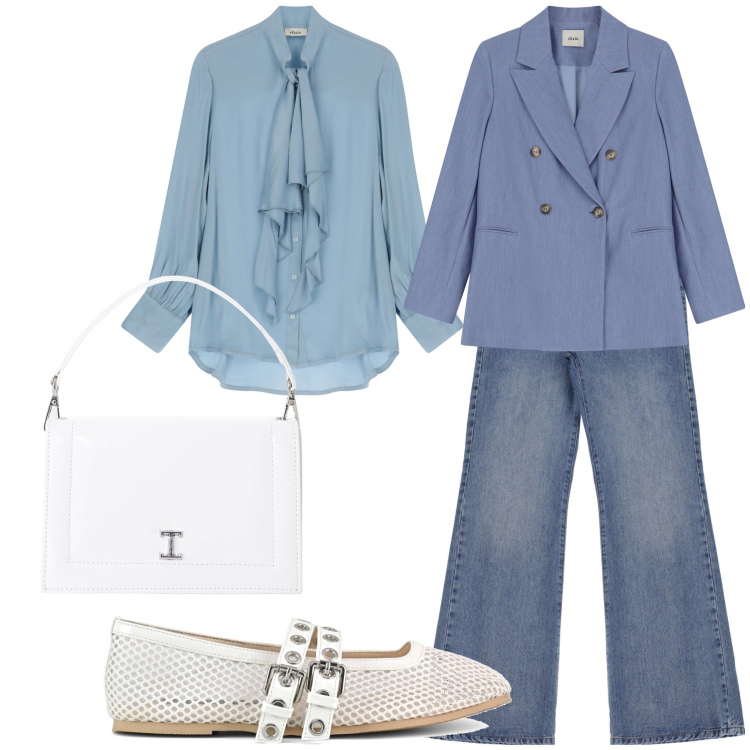 Outfit donna - Camicia con bow. Stile Bon Ton per Ufficio. Abbinamento con borse a tracolla, bluse, blazer, jeans, ballerine.