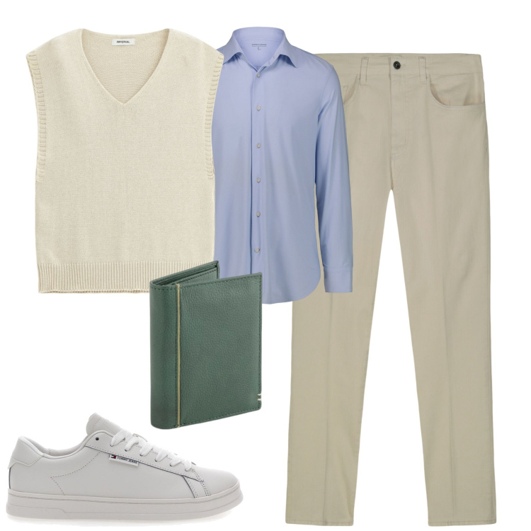 Outfit uomo - City. Stile Urban per Tutti i giorni. Abbinamento con maglieria, sneakers, pantaloni, camicie, portafogli.