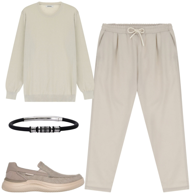 Outfit uomo - City. Stile Urban per Tutti i giorni. Abbinamento con braccialetti, pantaloni, maglieria, sneakers.
