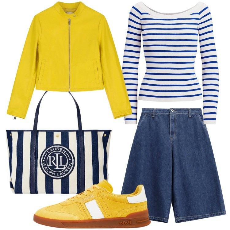 Outfit donna - Viva le righe! - @laurafo. Stile Casual per Tutti i giorni. Abbinamento con bermuda, maglieria, borse tote, sneakers, giacche.