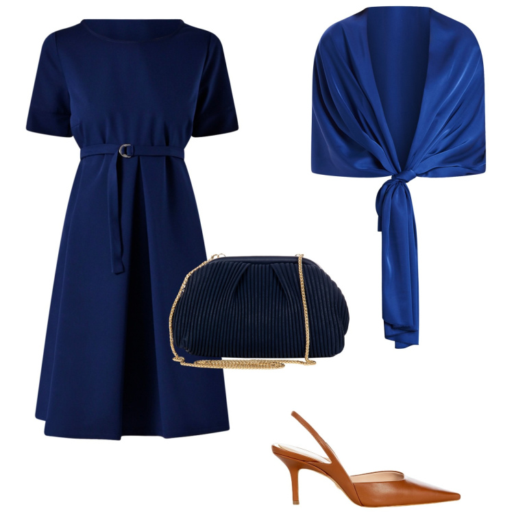 Outfit donna - A un Battesimo. Stile Bon Ton per Cerimonia. Abbinamento con pochette, vestiti lunghi, décolleté, stole.