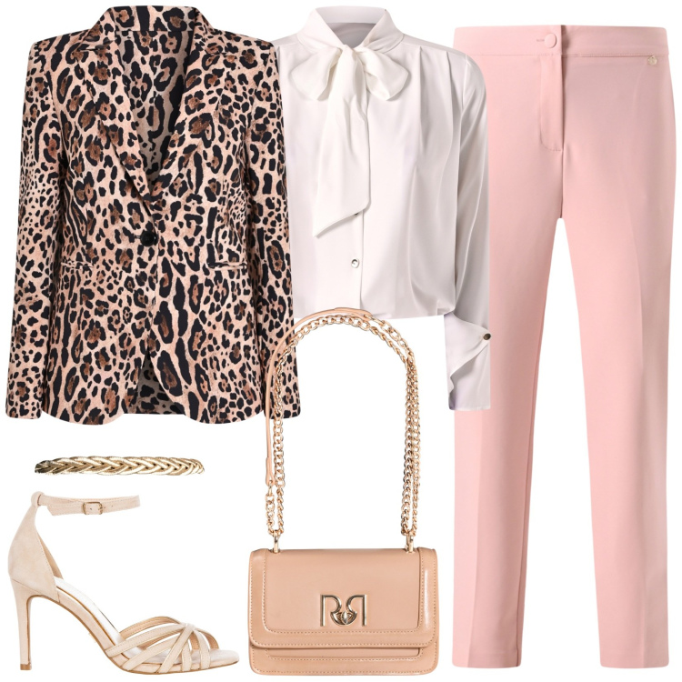 Outfit donna - Focus sulla giacca. Stile Chic per Cerimonia. Abbinamento con sandali col tacco, bluse, blazer, borse a tracolla, pantaloni, cinture.