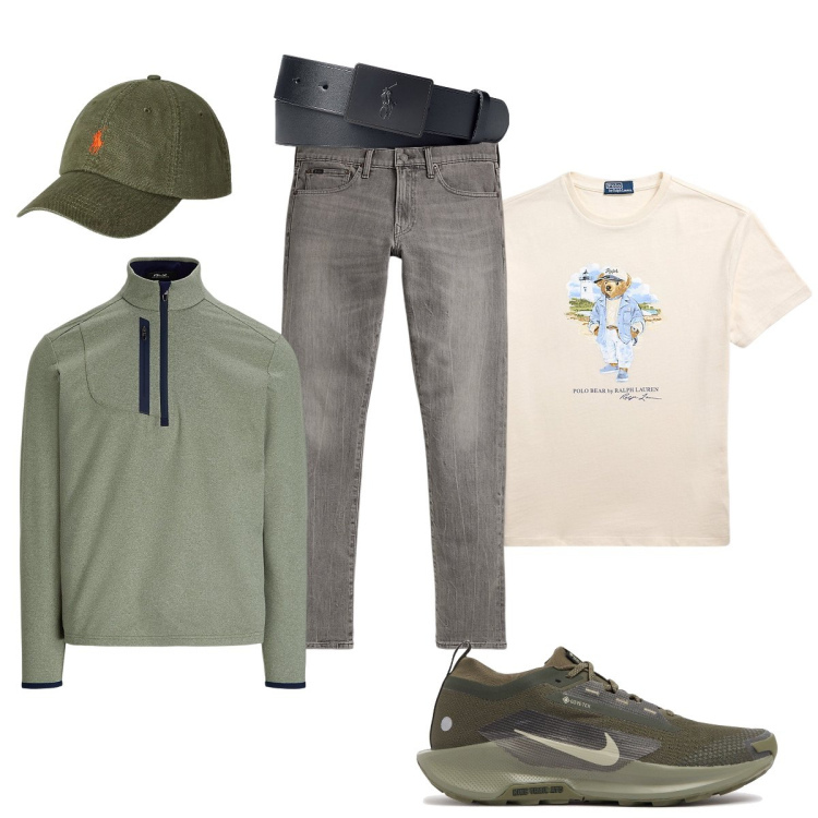 Outfit uomo - Oggi niente lavoro. Stile Casual per Tutti i giorni. Abbinamento con pullovers, cinture, jeans, t-shirt, cappelli, sneakers.