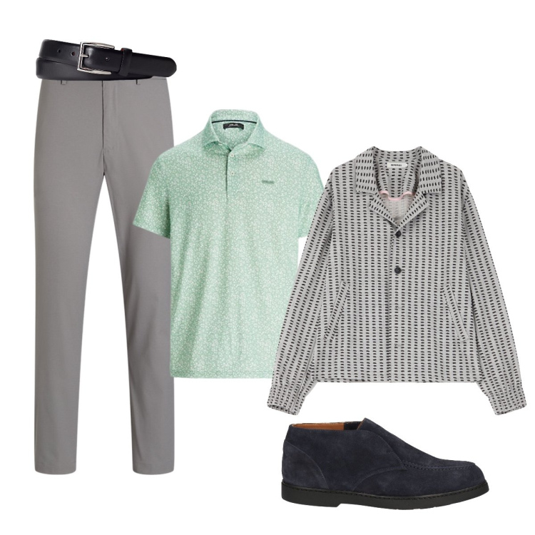 Outfit uomo - Total look #2105233. Stile Trendy per Tutti i giorni. Abbinamento con stivali e stivaletti, cappotti, cinture, pantaloni, polo.
