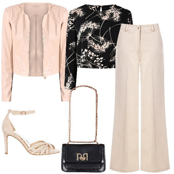 Outfit donna - Nero e neutro. Stile Chic per Cerimonia. Abbinamento con bluse, pantaloni, sandali col tacco, giacche, borse a tracolla.