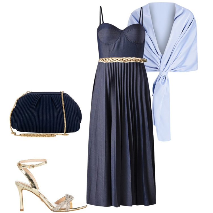 Outfit donna - Collezione cerimonia Rinascimento. Stile Chic per Cerimonia. Abbinamento con vestiti midi/longuette, pochette, stole, cinture, sandali col tacco.