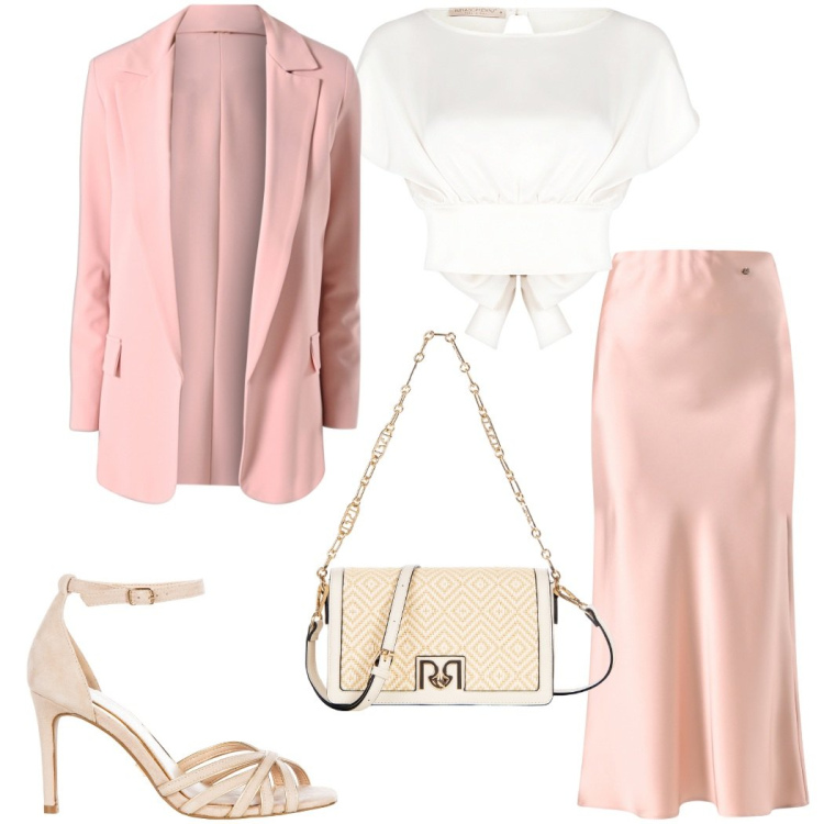 Outfit donna - Collezione cerimonia Rinascimento. Stile Chic per Cerimonia. Abbinamento con bluse, sandali col tacco, gonne, borse a tracolla, blazer.