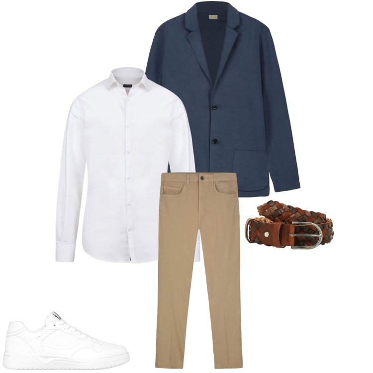 Outfit uomo - Giornaliero. Stile Casual per Tutti i giorni. Abbinamento con cinture, pantaloni, cardigans, sneakers, camicie.