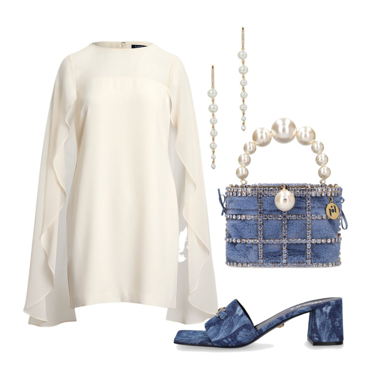 Outfit donna - Glamour glamour glamour. Stile Glamour per Serata fuori. Abbinamento con vestiti a tubino, orecchini, borse a mano, pantofole.